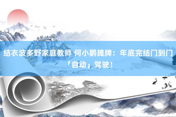 结衣波多野家庭教师 何小鹏摊牌：年底完结门到门「自动」驾驶！