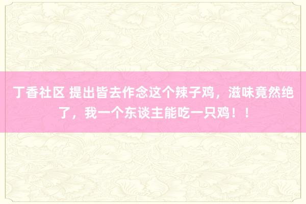 丁香社区 提出皆去作念这个辣子鸡，滋味竟然绝了，我一个东谈主能吃一只鸡！！