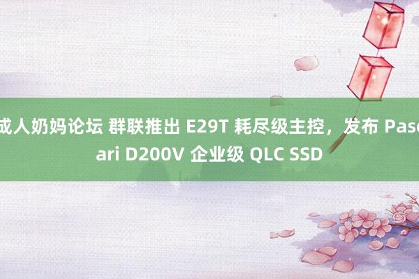 成人奶妈论坛 群联推出 E29T 耗尽级主控，发布 Pascari D200V 企业级 QLC SSD