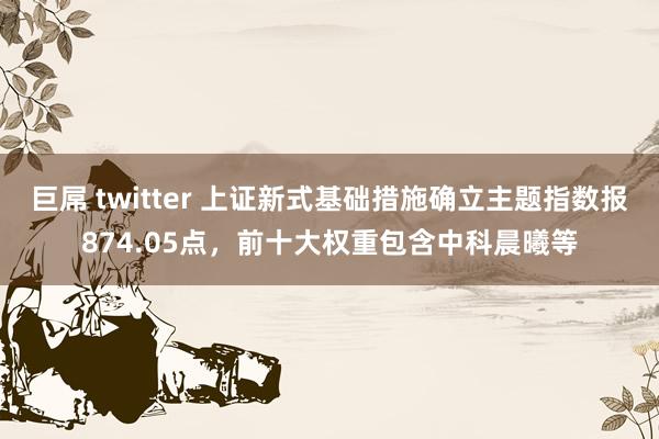 巨屌 twitter 上证新式基础措施确立主题指数报874.05点，前十大权重包含中科晨曦等