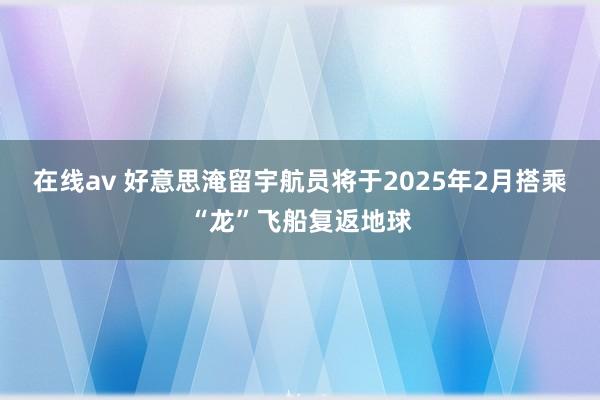 在线av 好意思淹留宇航员将于2025年2月搭乘“龙”飞船复返地球