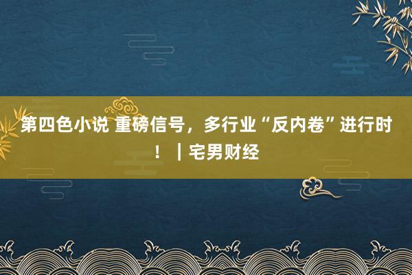 第四色小说 重磅信号，多行业“反内卷”进行时！｜宅男财经