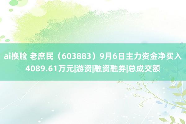 ai换脸 老庶民（603883）9月6日主力资金净买入4089.61万元|游资|融资融券|总成交额