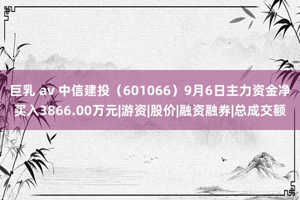 巨乳 av 中信建投（601066）9月6日主力资金净买入3866.00万元|游资|股价|融资融券|总成交额