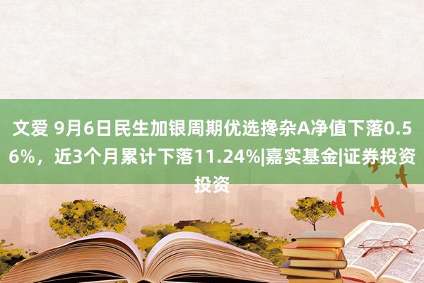 文爱 9月6日民生加银周期优选搀杂A净值下落0.56%，近3个月累计下落11.24%|嘉实基金|证券投资